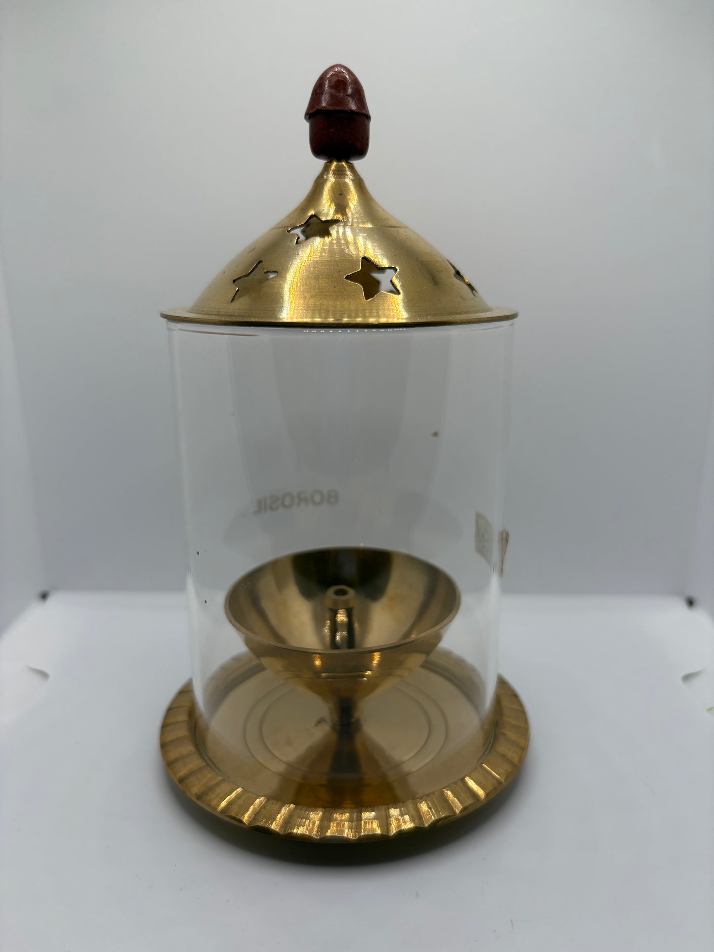 Borosil Akhand Jot Diya - Large Brass (Petal)
