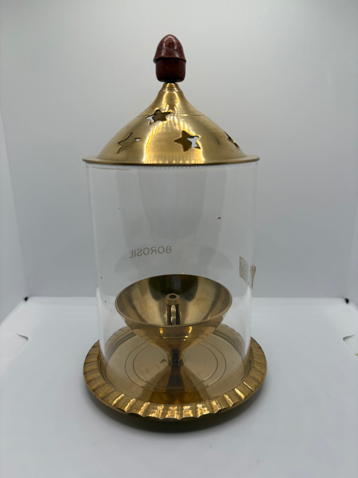 Borosil Akhand Jot Diya - Large Brass (Petal)