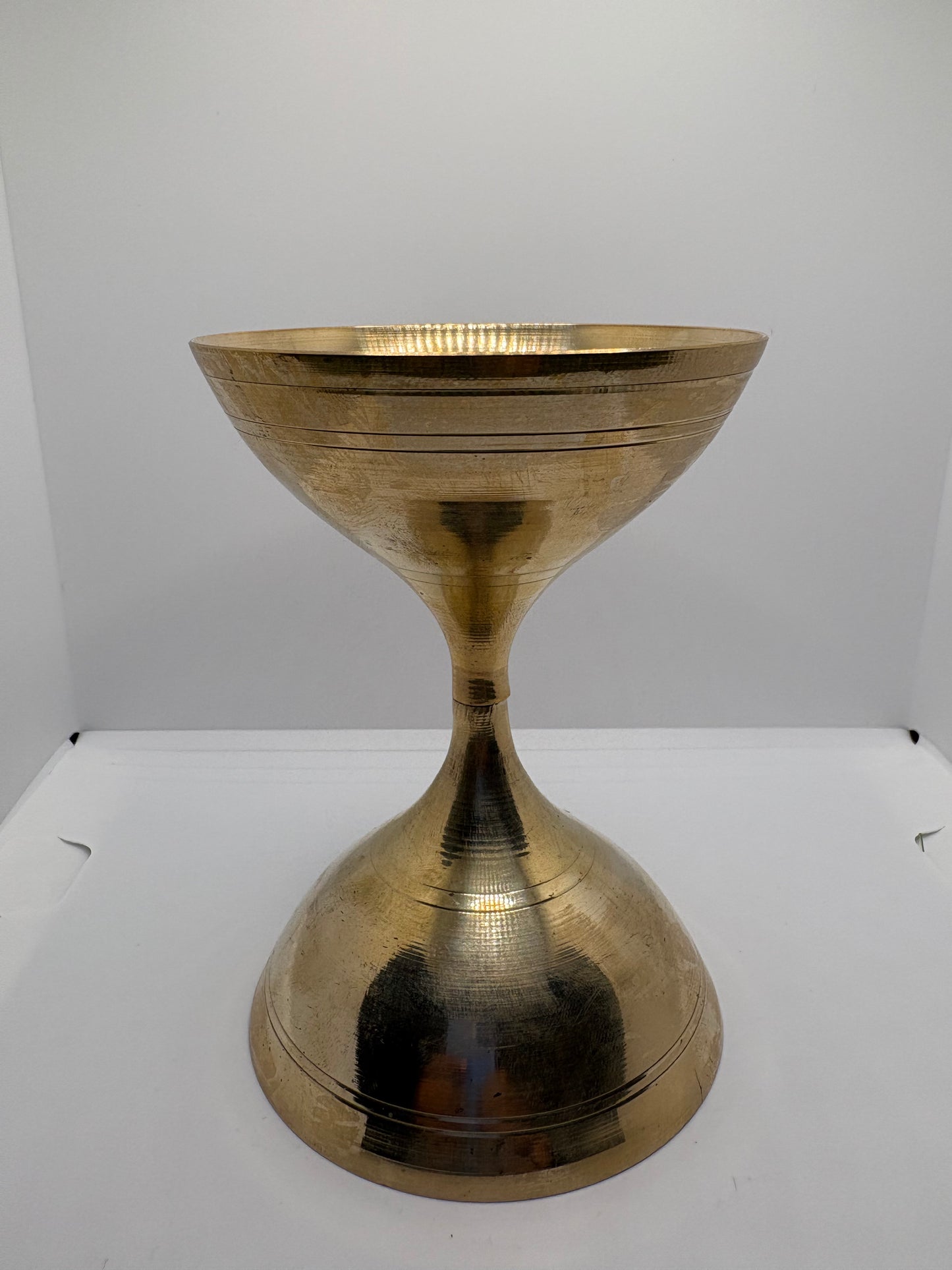 Brass (Petal) Akhand Jot Diya Damru | Traditional Brass Diya with Damru Base for Eternal Flame