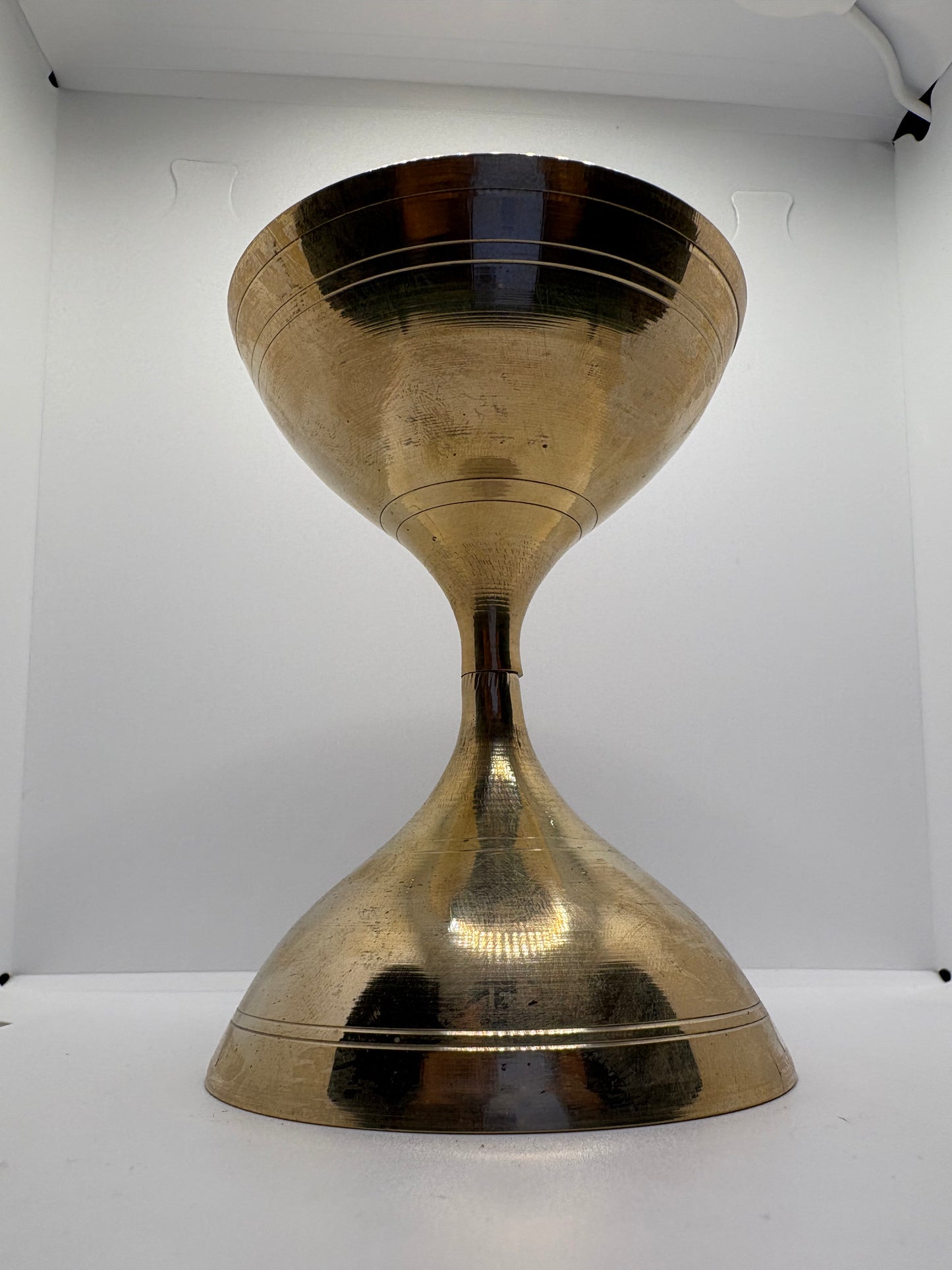 Brass (Petal) Akhand Jot Diya Damru | Traditional Brass Diya with Damru Base for Eternal Flame
