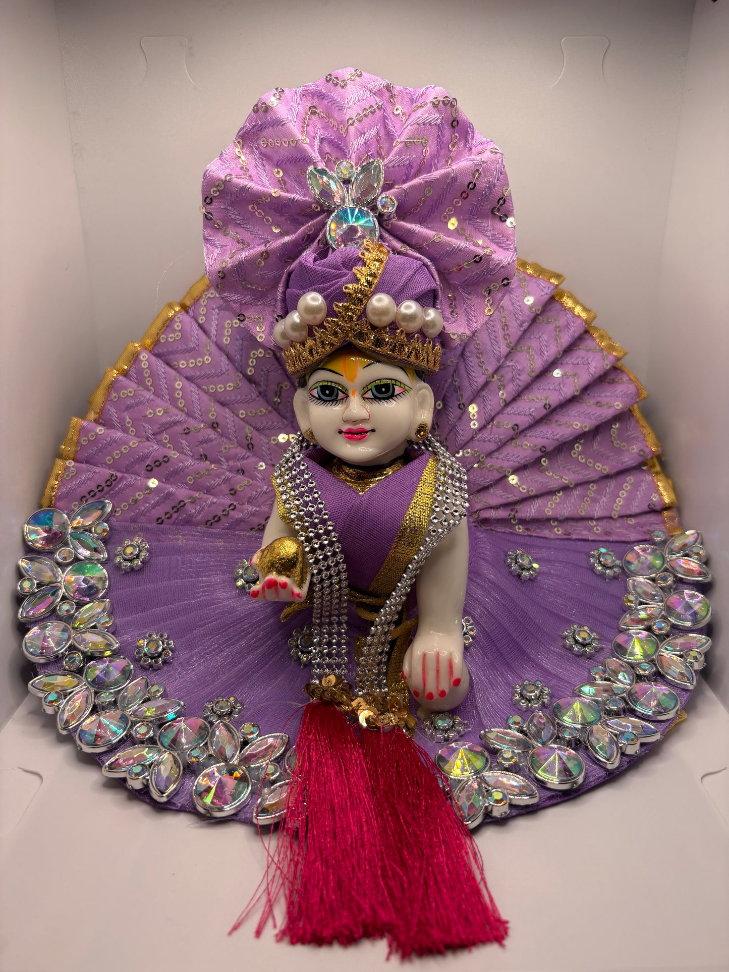 Purple Heavy Dress for Ladoo Gopal Ji | Royal Embroidered Vastra for Bal Gopal