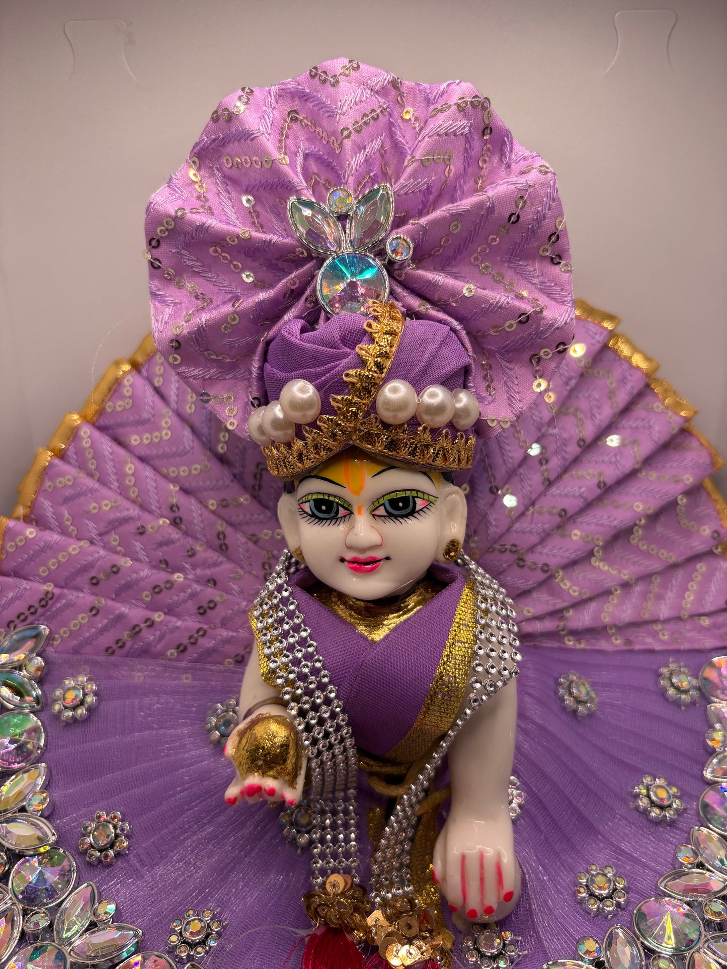 Purple Heavy Dress for Ladoo Gopal Ji | Royal Embroidered Vastra for Bal Gopal