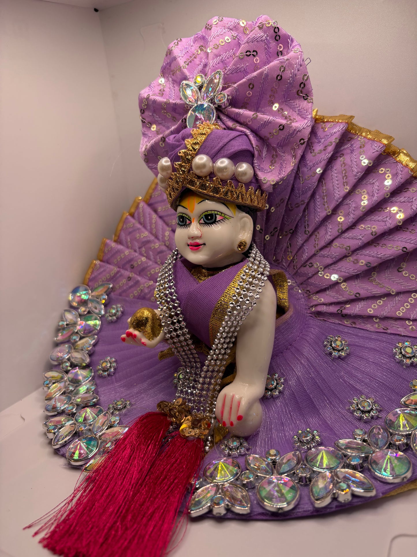 Purple Heavy Dress for Ladoo Gopal Ji | Royal Embroidered Vastra for Bal Gopal