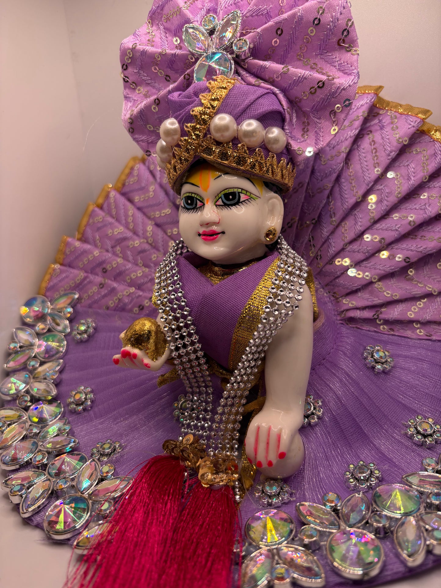 Purple Heavy Dress for Ladoo Gopal Ji | Royal Embroidered Vastra for Bal Gopal