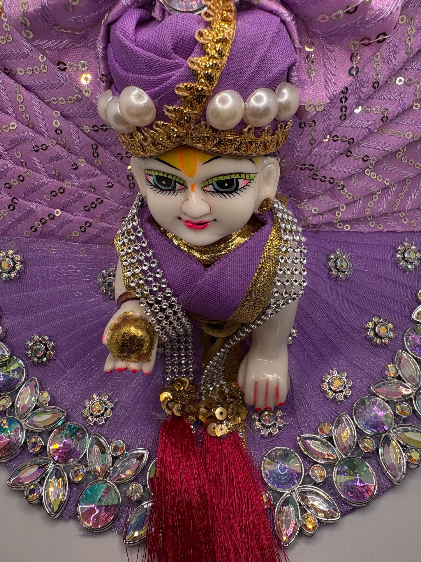Purple Heavy Dress for Ladoo Gopal Ji | Royal Embroidered Vastra for Bal Gopal