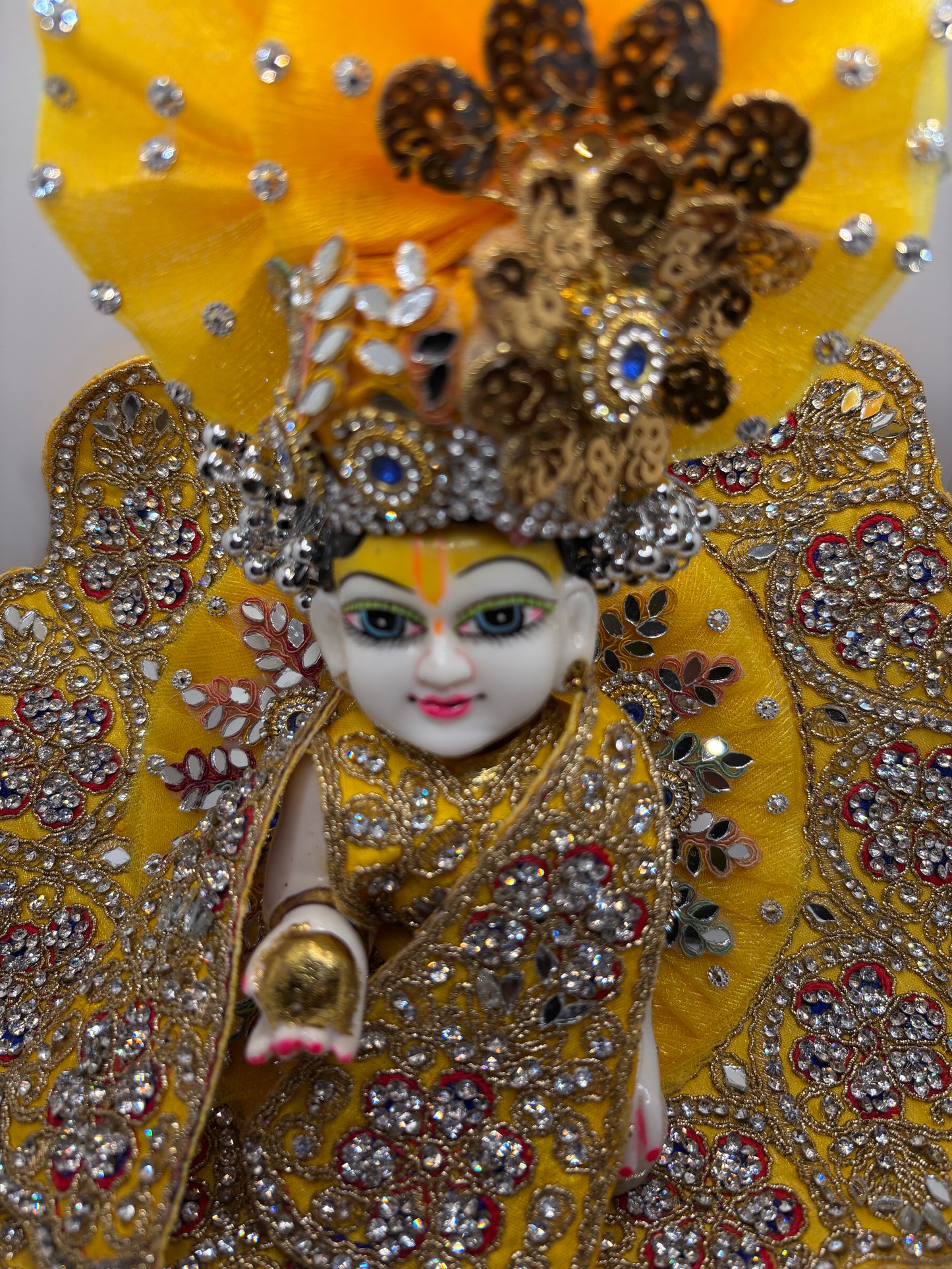 Yellow Heavy Embroidery Dress for Ladoo Gopal Ji | Designer Vastra for Bal Gopal Idol
