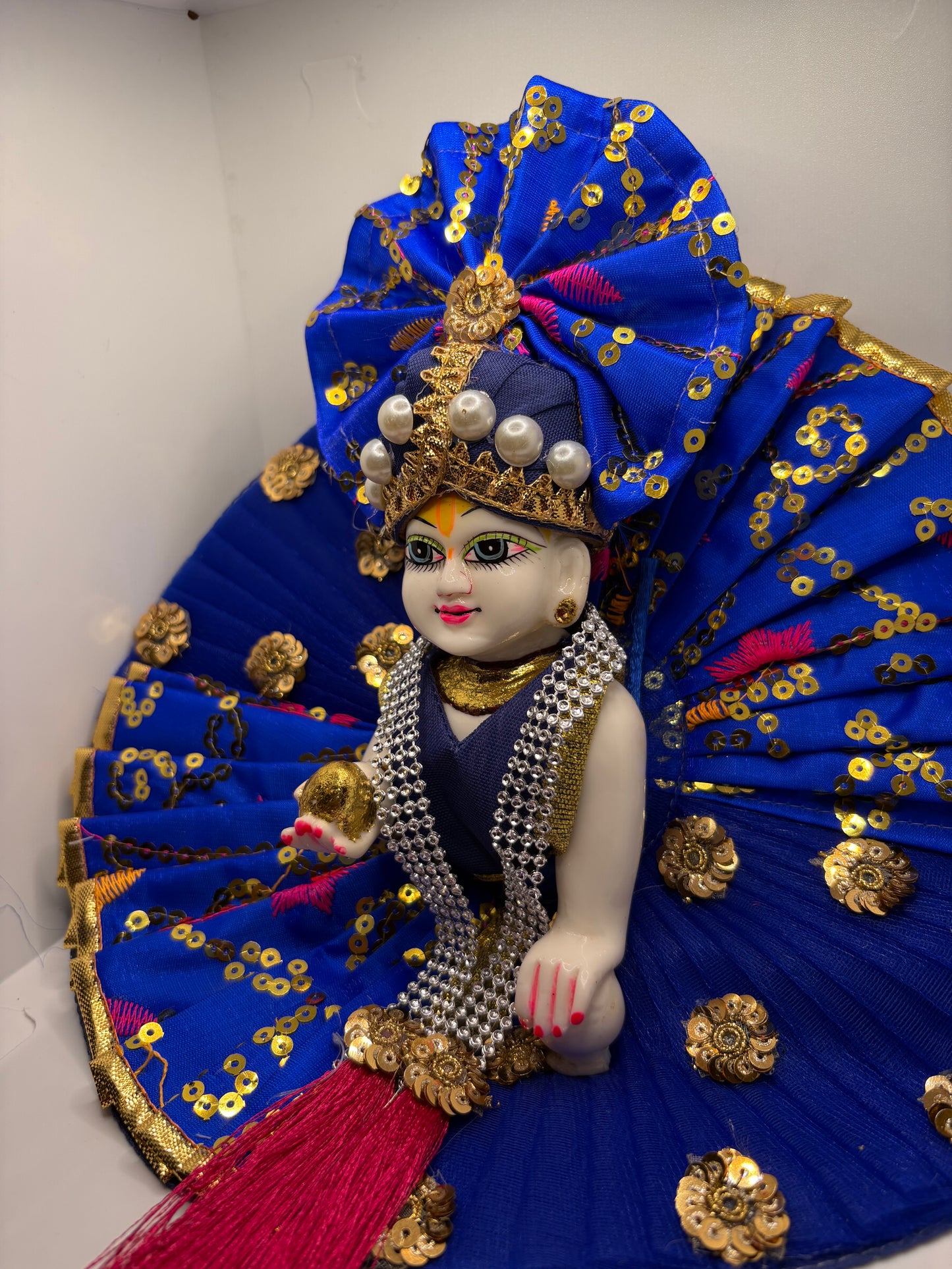 Blue Heavy Dress for Ladoo Gopal Ji | Royal Handcrafted Vastra for Bal Gopal Idol