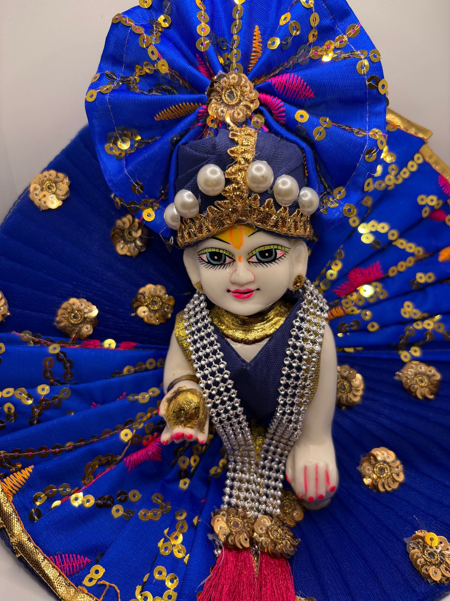 Blue Heavy Dress for Ladoo Gopal Ji | Royal Handcrafted Vastra for Bal Gopal Idol