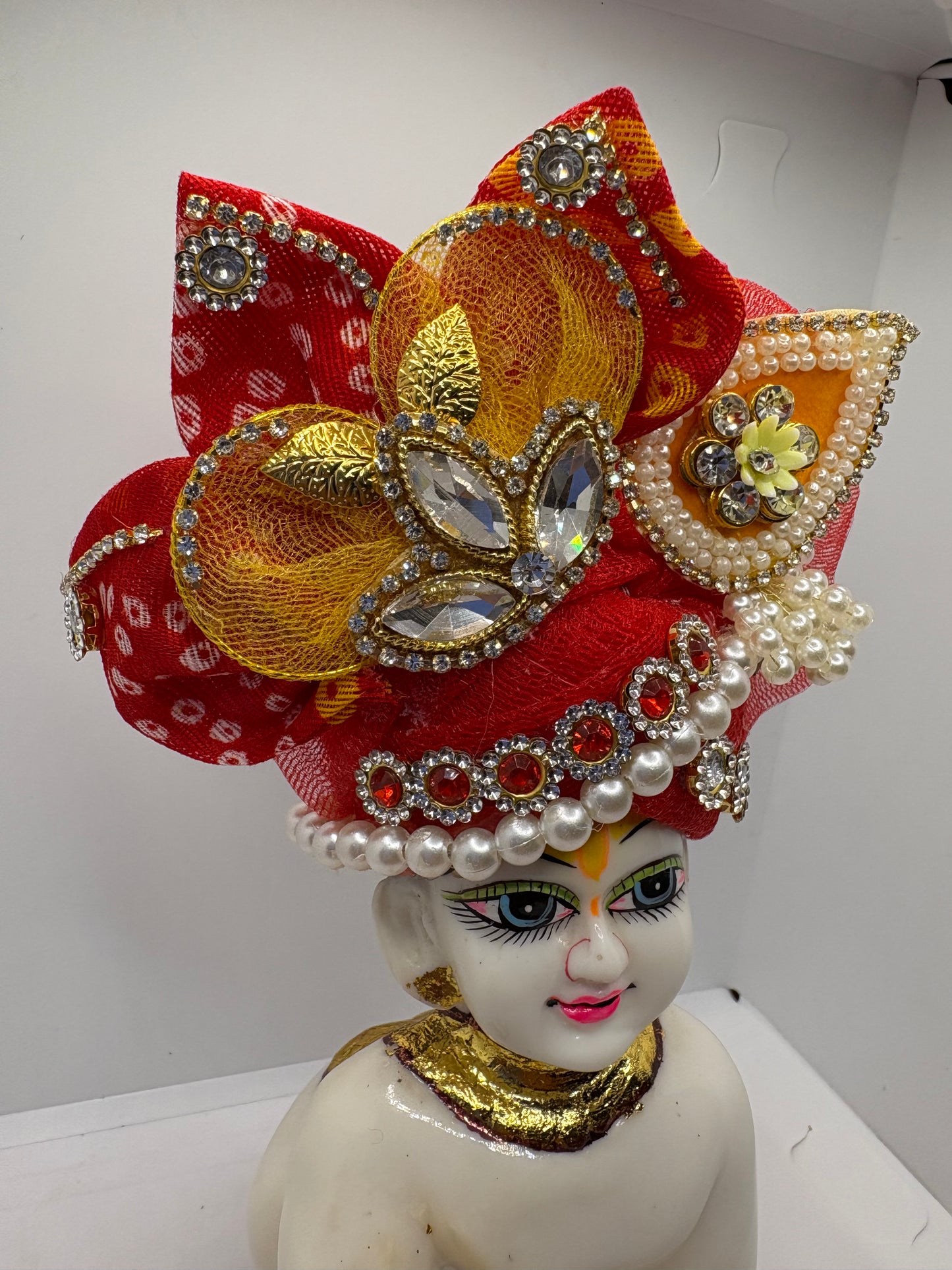 Rajasthani Red Heavy Pagdi for Ladoo Gopal Ji | Royal Handcrafted Turban for Bal Gopal Idol