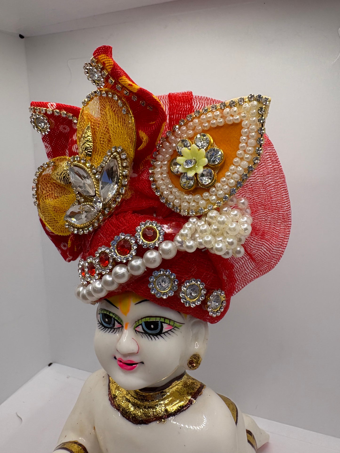 Rajasthani Red Heavy Pagdi for Ladoo Gopal Ji | Royal Handcrafted Turban for Bal Gopal Idol