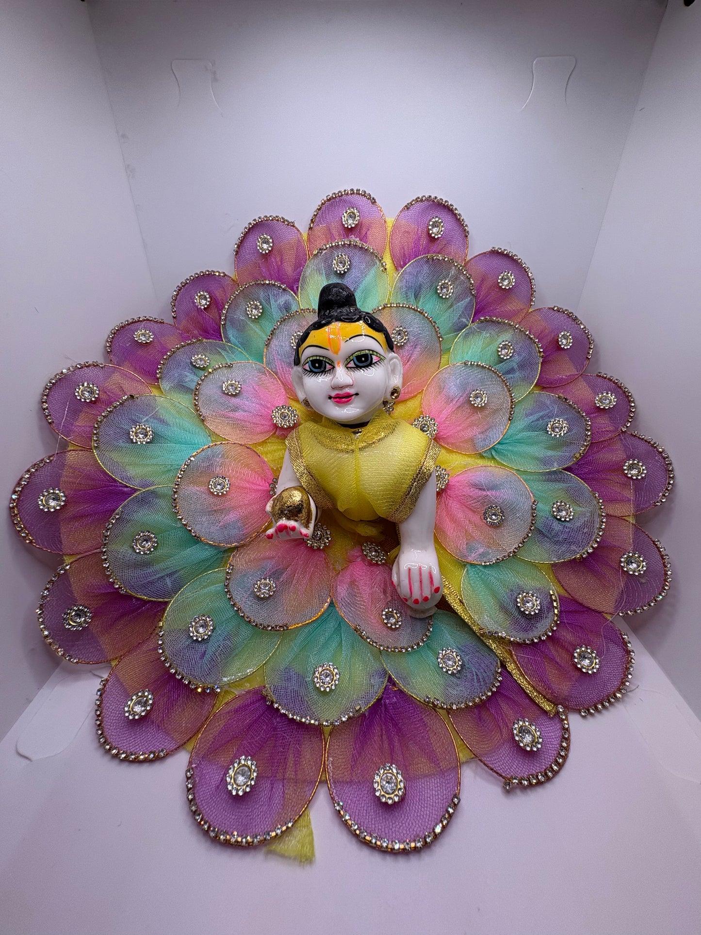 Multicolour Heavy Dress for Ladoo Gopal Ji | Premium Embroidered Vastra for Bal Gopal Idol