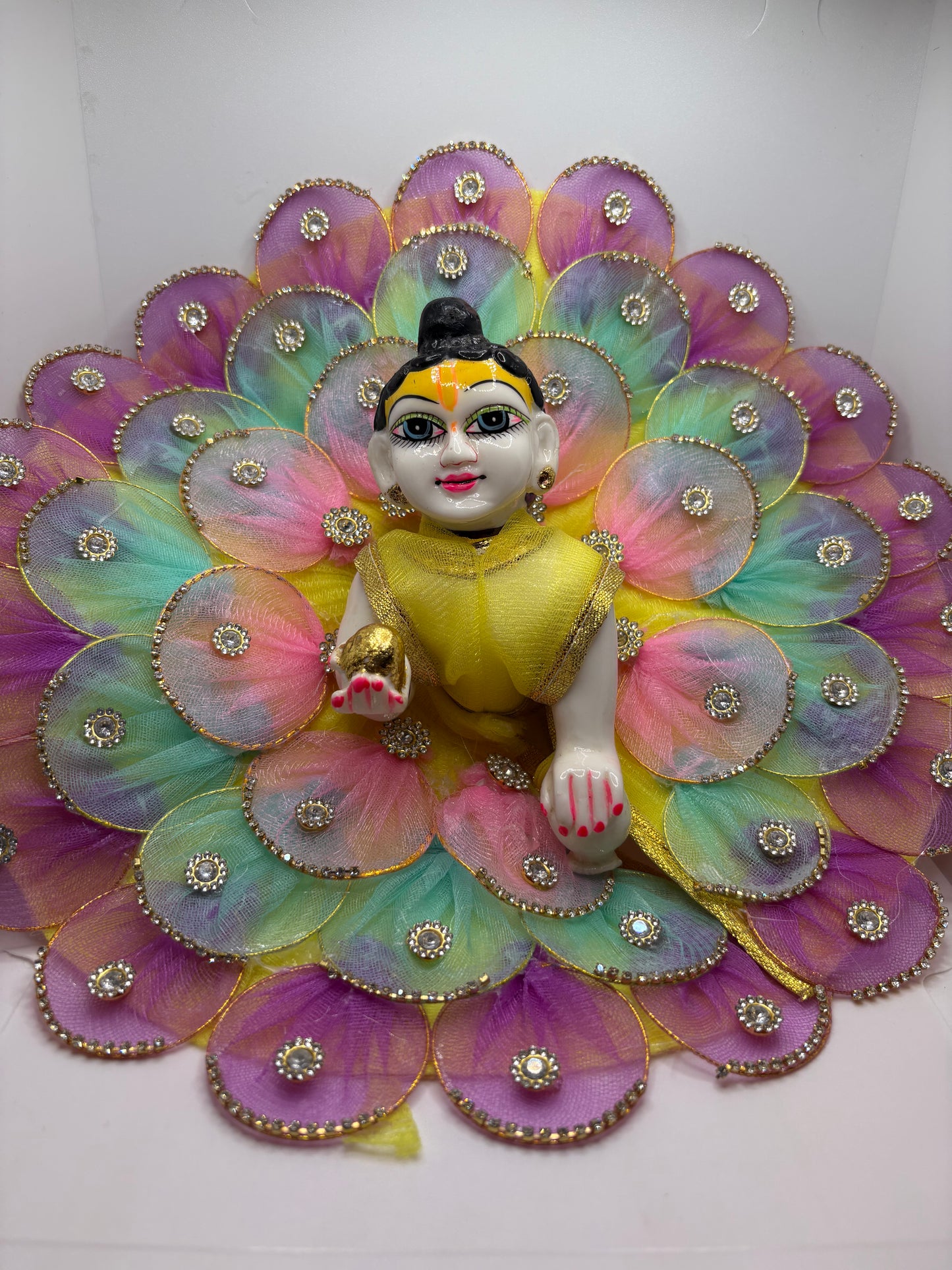 Multicolour Heavy Dress for Ladoo Gopal Ji | Premium Embroidered Vastra for Bal Gopal Idol