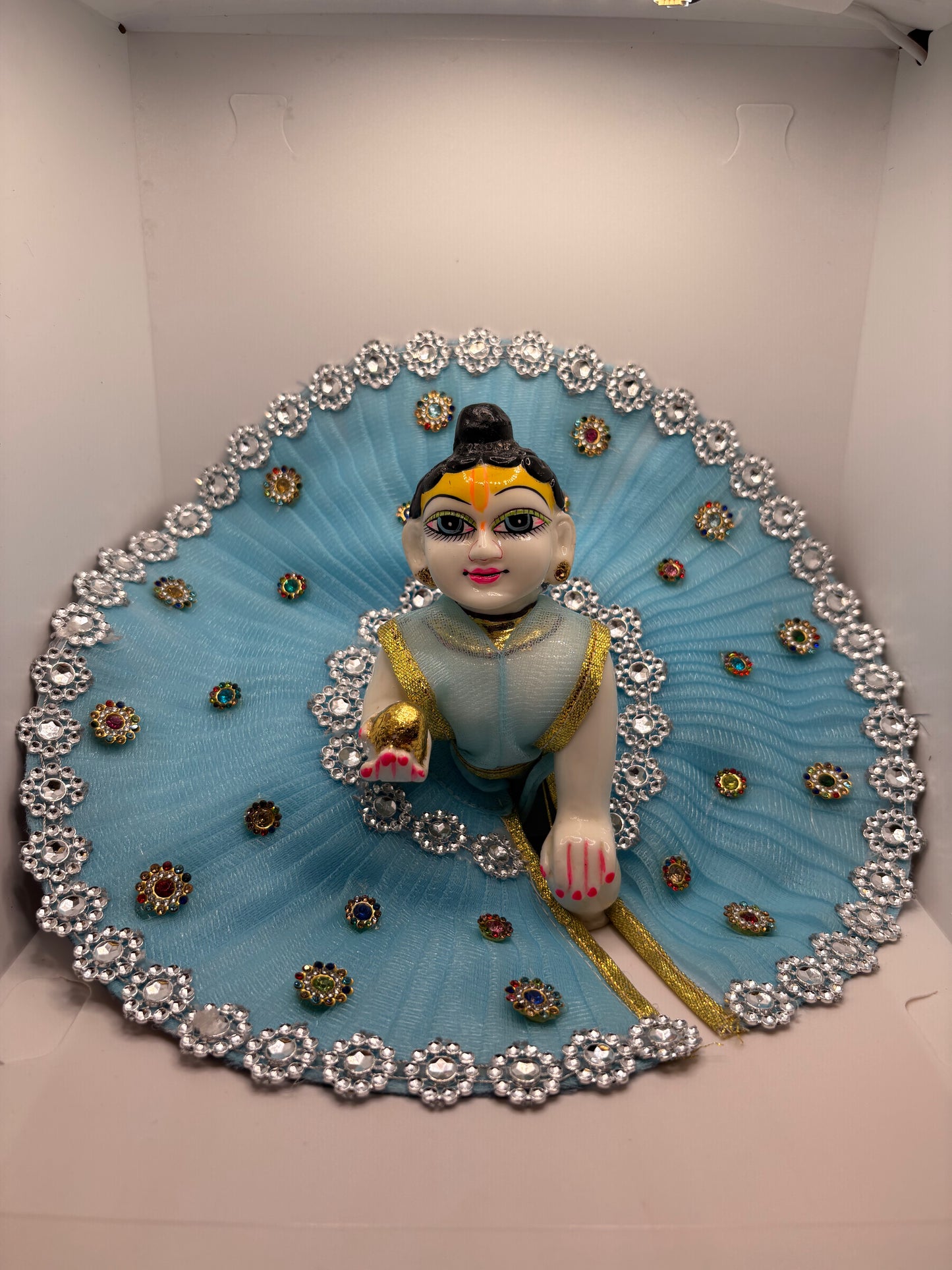 Light Blue Heavy Dress for Ladoo Gopal Ji | Handcrafted Royal Outfit for Bal Gopal Idol