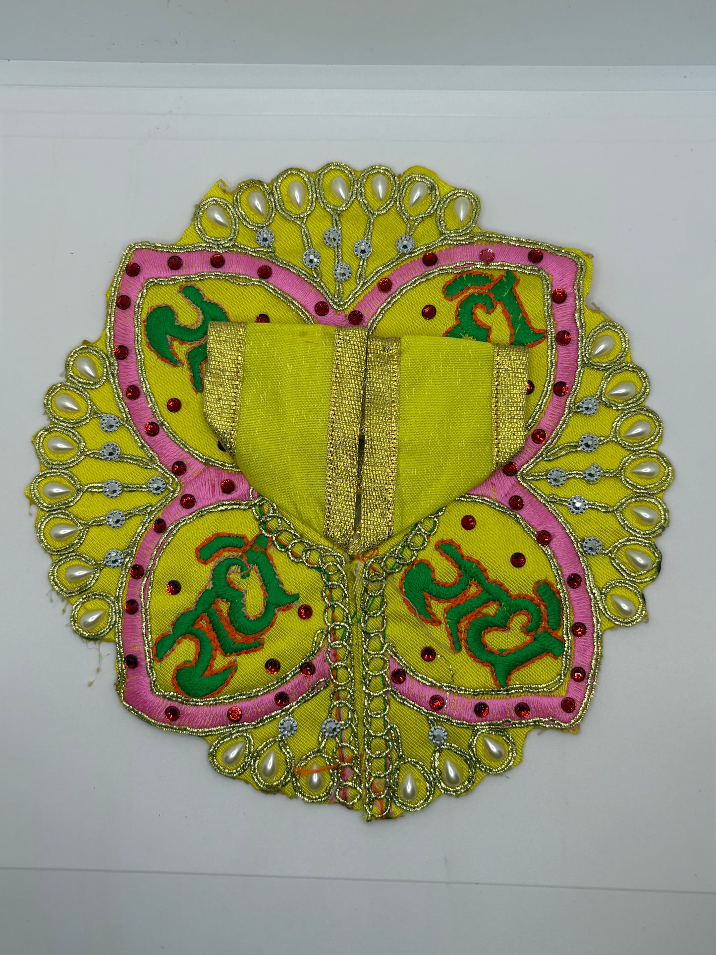 Radhe Print Laddu Gopal Embroidery Dress | Premium Vastra for Bal Gopal with Traditional Radha Rani Motif