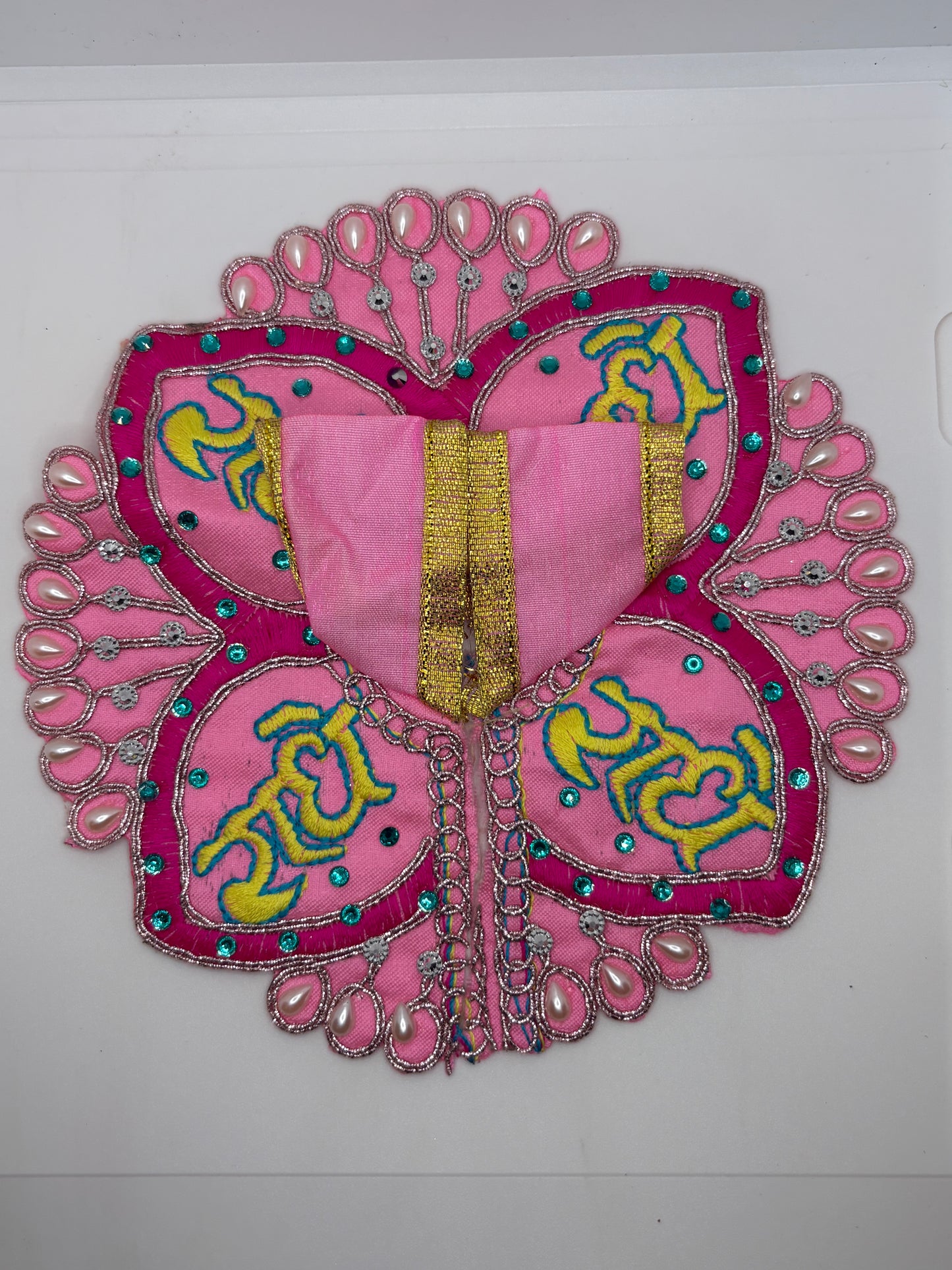 Radhe Print Laddu Gopal Embroidery Dress | Premium Vastra for Bal Gopal with Traditional Radha Rani Motif
