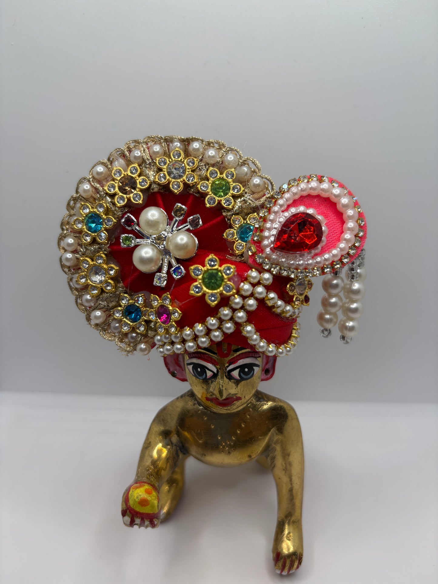 Stone-Studded Pagdi for Laddu Gopal Ji | Traditional Crown for Bal Gopal Idol