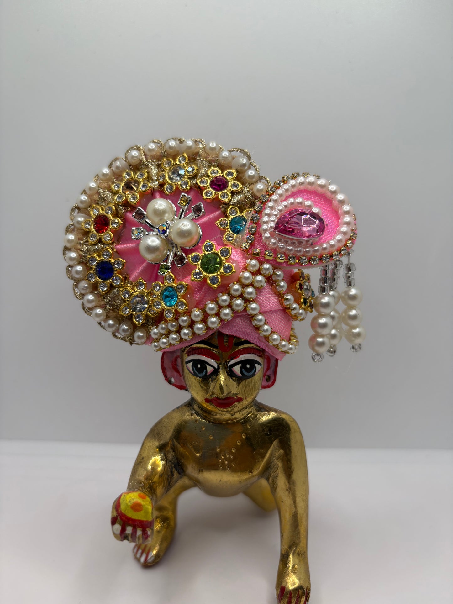 Stone-Studded Pagdi for Laddu Gopal Ji | Traditional Crown for Bal Gopal Idol