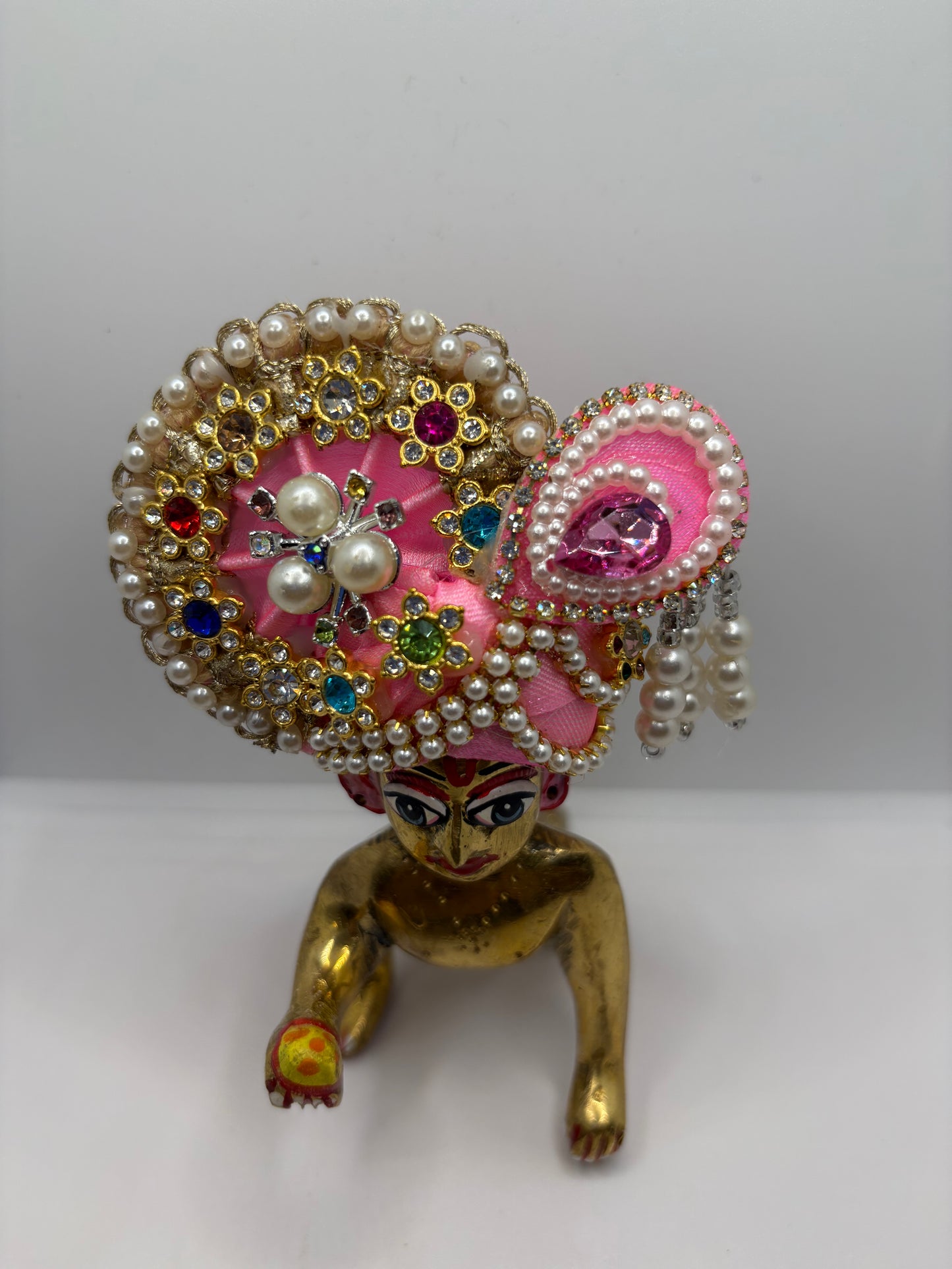 Stone-Studded Pagdi for Laddu Gopal Ji | Traditional Crown for Bal Gopal Idol