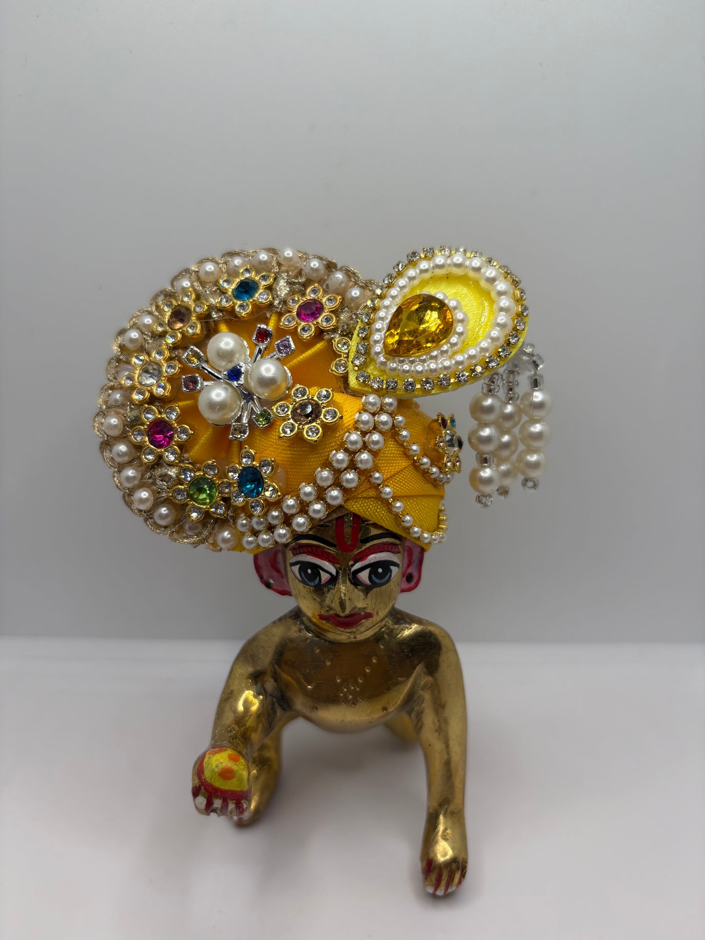Stone-Studded Pagdi for Laddu Gopal Ji | Traditional Crown for Bal Gopal Idol