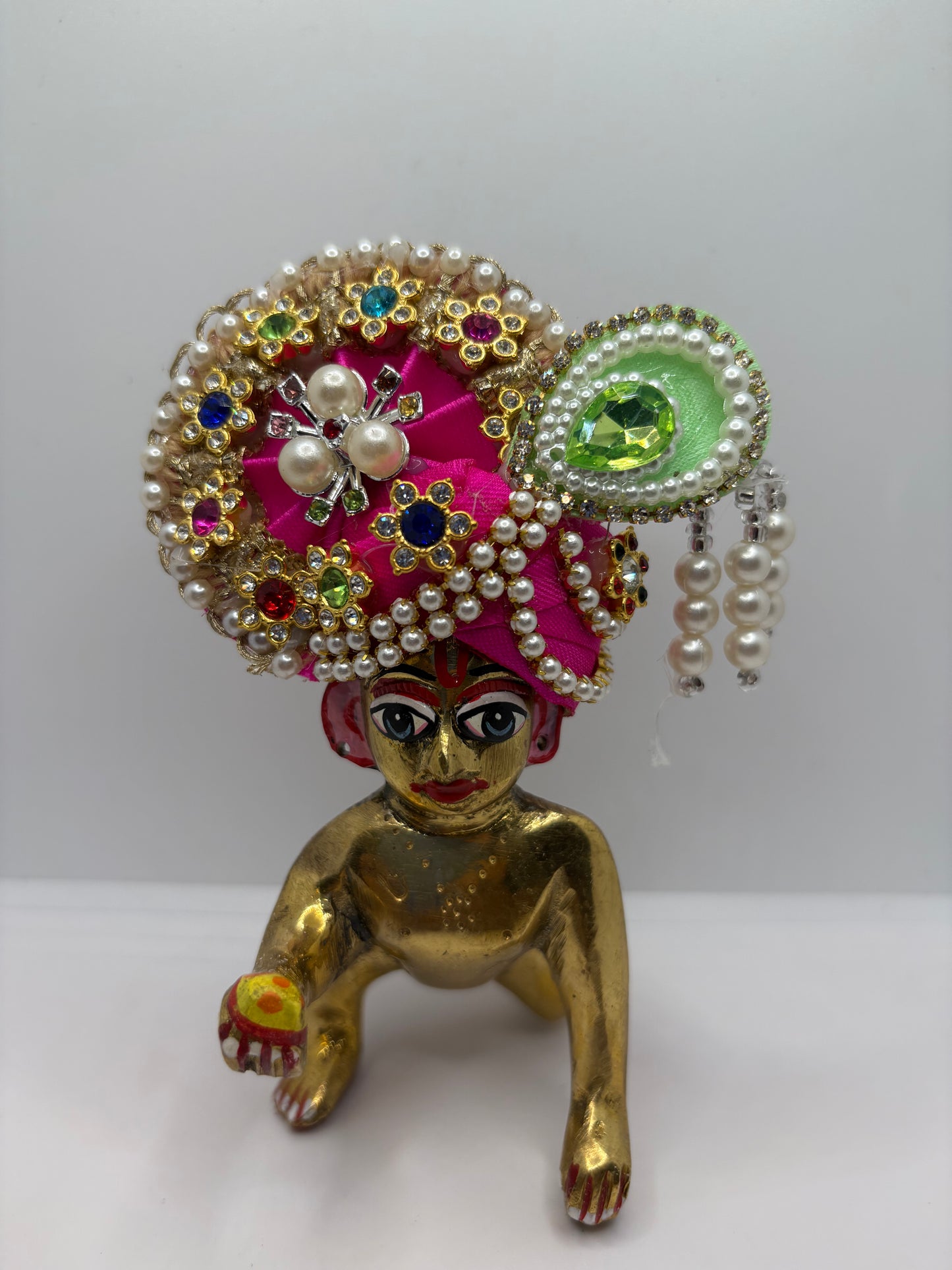 Stone-Studded Pagdi for Laddu Gopal Ji | Traditional Crown for Bal Gopal Idol
