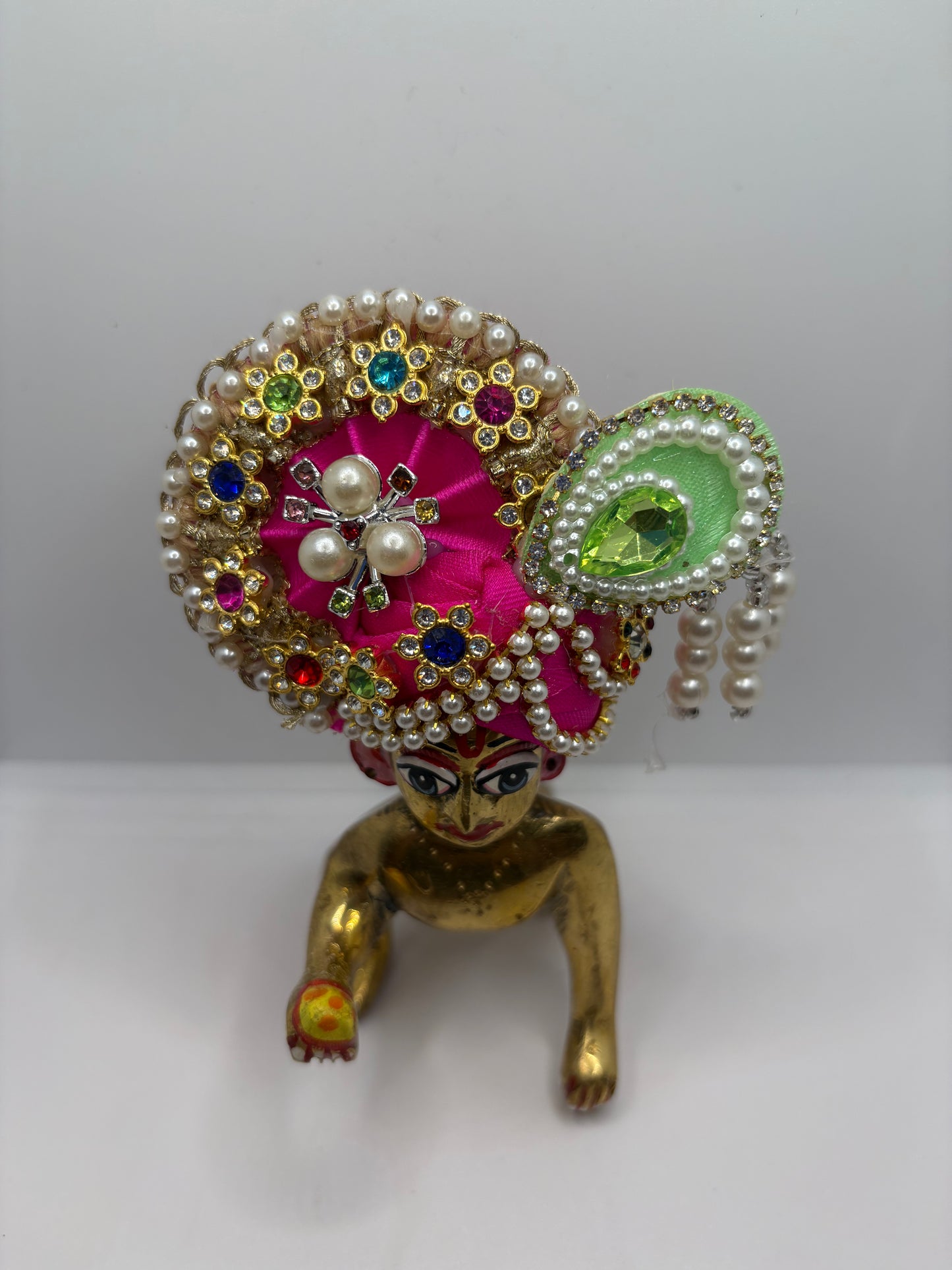Stone-Studded Pagdi for Laddu Gopal Ji | Traditional Crown for Bal Gopal Idol