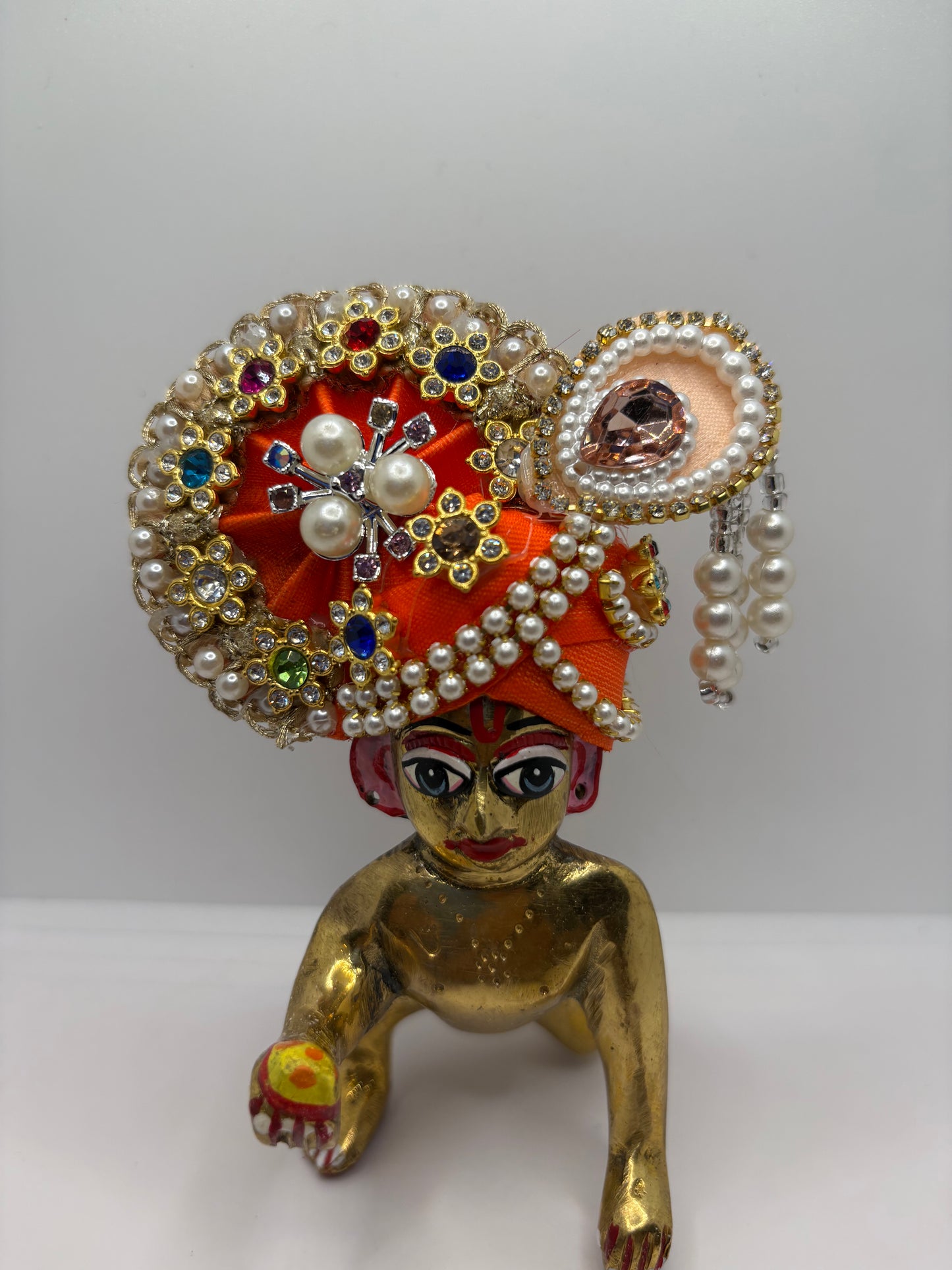 Stone-Studded Pagdi for Laddu Gopal Ji | Traditional Crown for Bal Gopal Idol