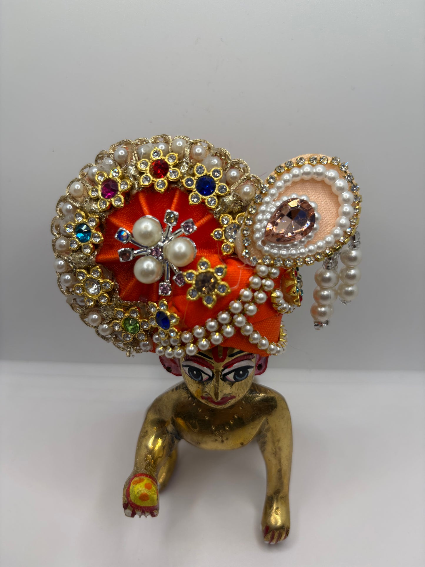 Stone-Studded Pagdi for Laddu Gopal Ji | Traditional Crown for Bal Gopal Idol