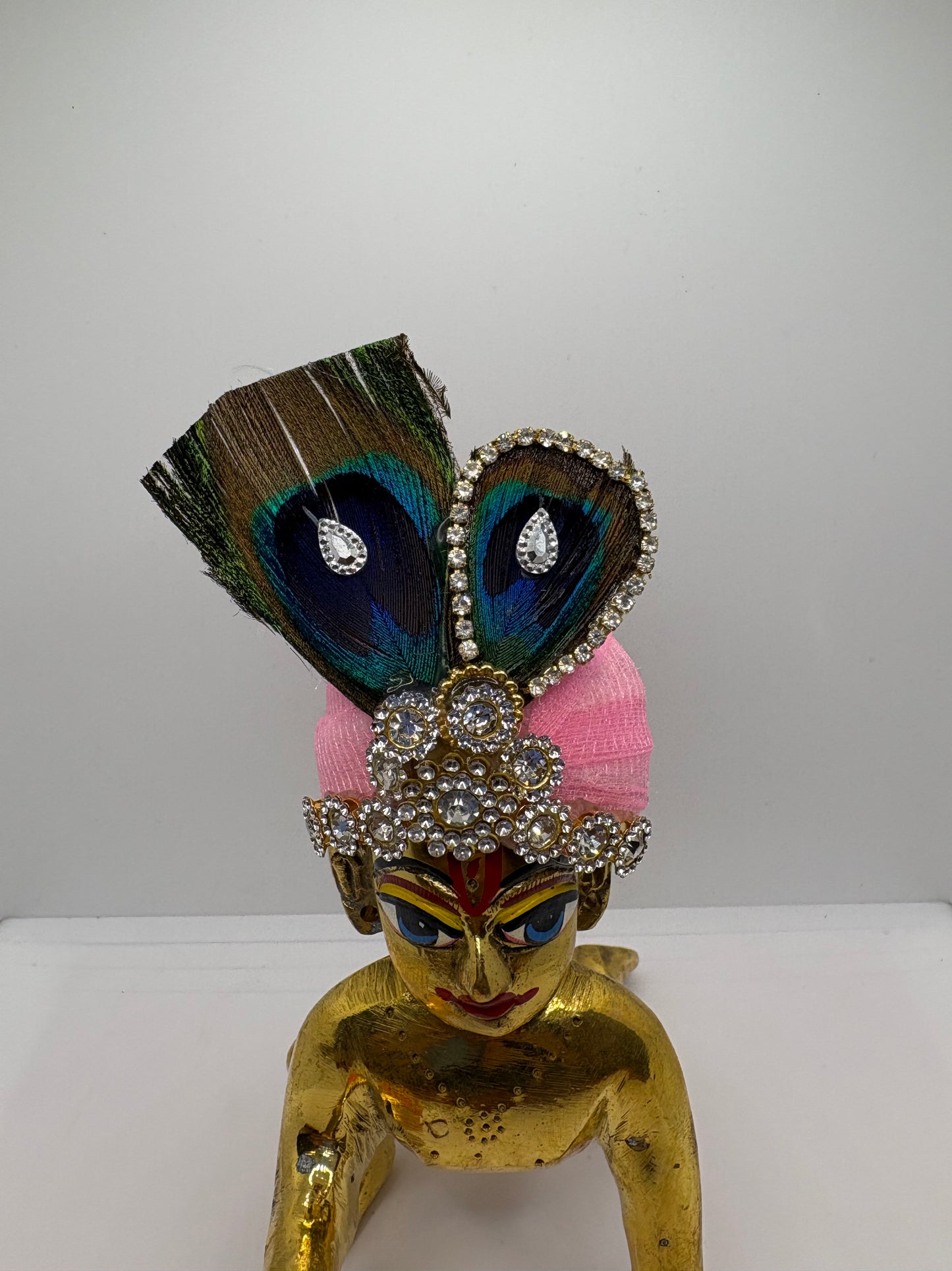Beautiful Stone Peacock Feather Decorated Mukut