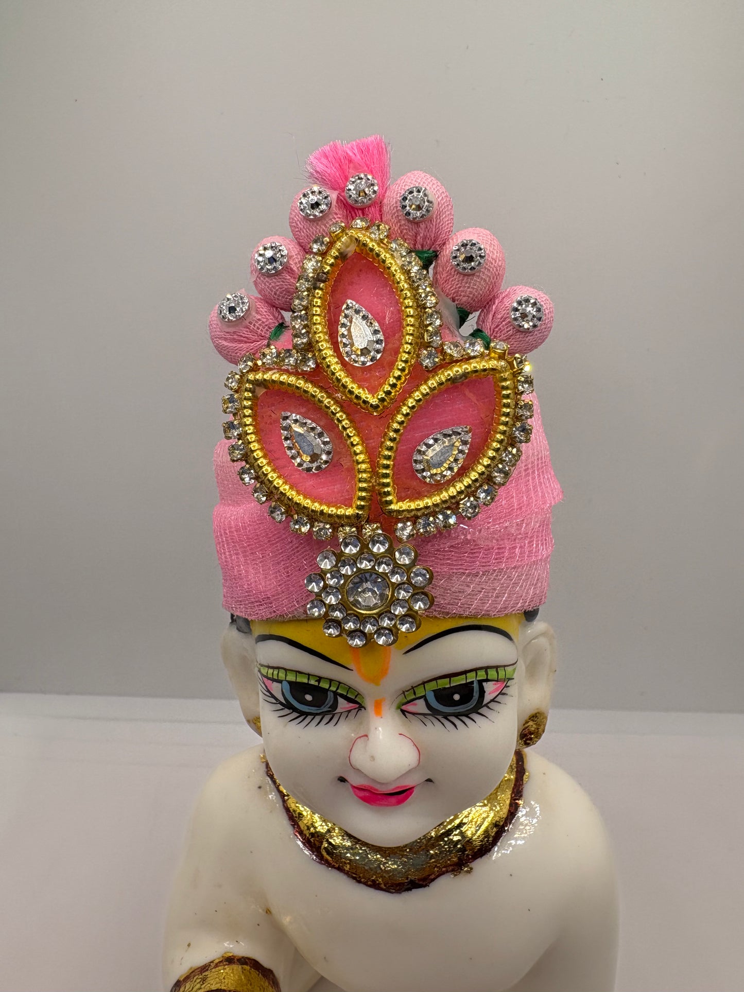 Beautiful Stone Decorated Mukut for Kanha Ji | Handcrafted Royal Crown for Laddu Gopal Ji
