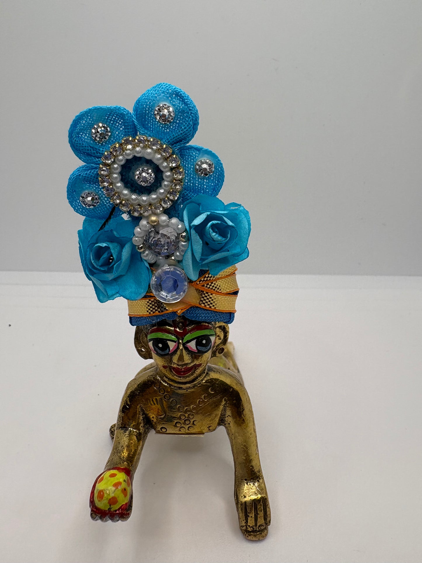 Floral Decorated Mukut for Kanha Ji | Handcrafted Flower Crown for Laddu Gopal Ji