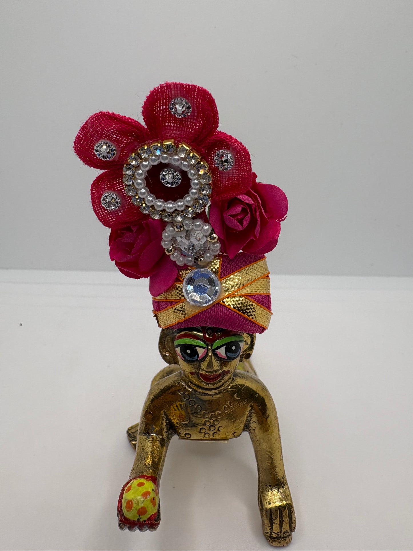 Floral Decorated Mukut for Kanha Ji | Handcrafted Flower Crown for Laddu Gopal Ji