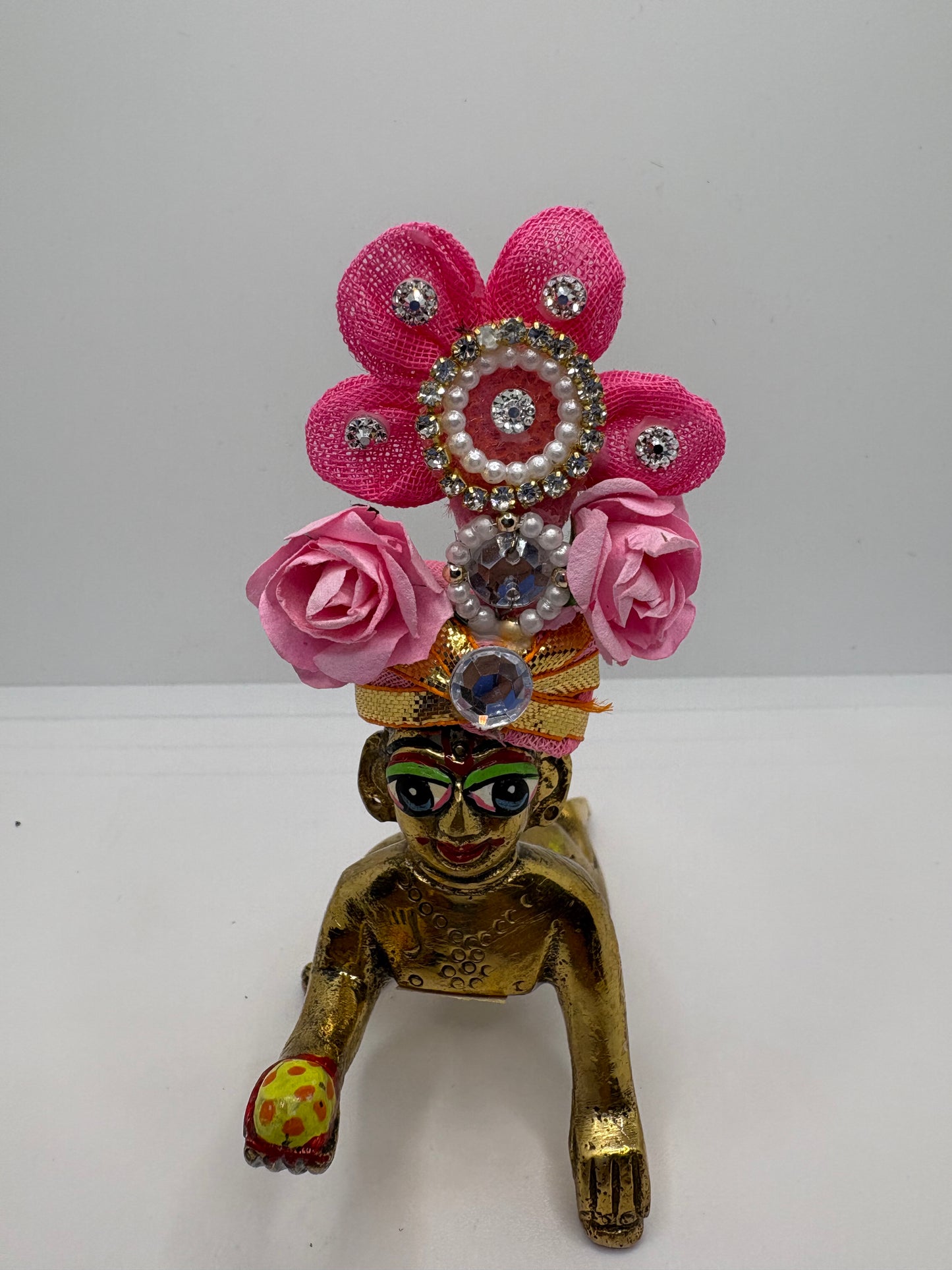 Floral Decorated Mukut for Kanha Ji | Handcrafted Flower Crown for Laddu Gopal Ji