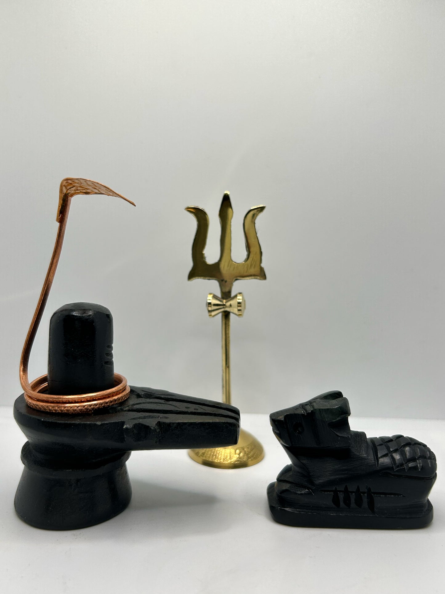 Black Stone Shivling with Nandi ji, Trishul & Naag