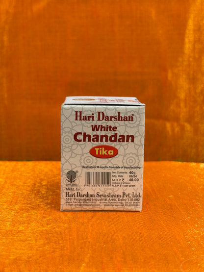 White Chandan Tika – Hari Darshan 40g | Pure Sandalwood Tilak Paste for Pooja &amp; Daily Devotion