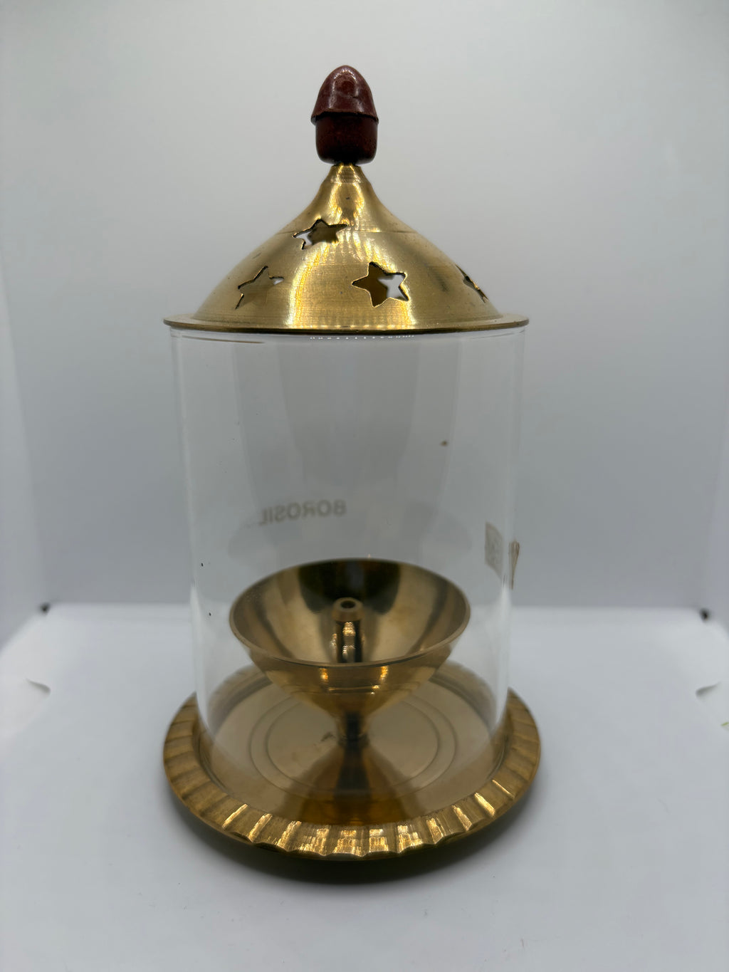 Borosil Akhand Jot Diya - Large Brass (Petal)