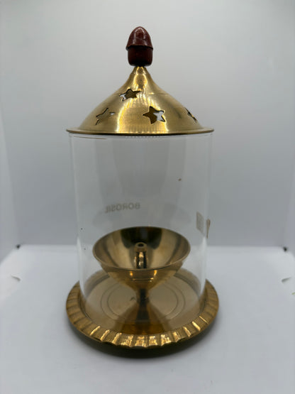 Borosil Akhand Jot Diya - Large Brass (Petal)