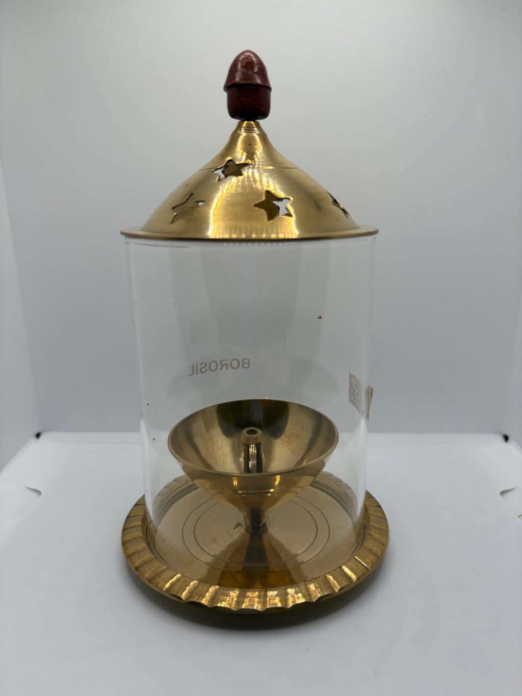 Borosil Akhand Jot Diya - Large Brass (Petal)