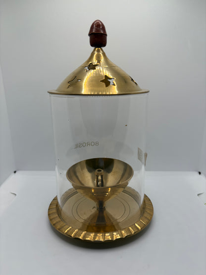 Borosil Akhand Jot Diya - Large Brass (Petal)