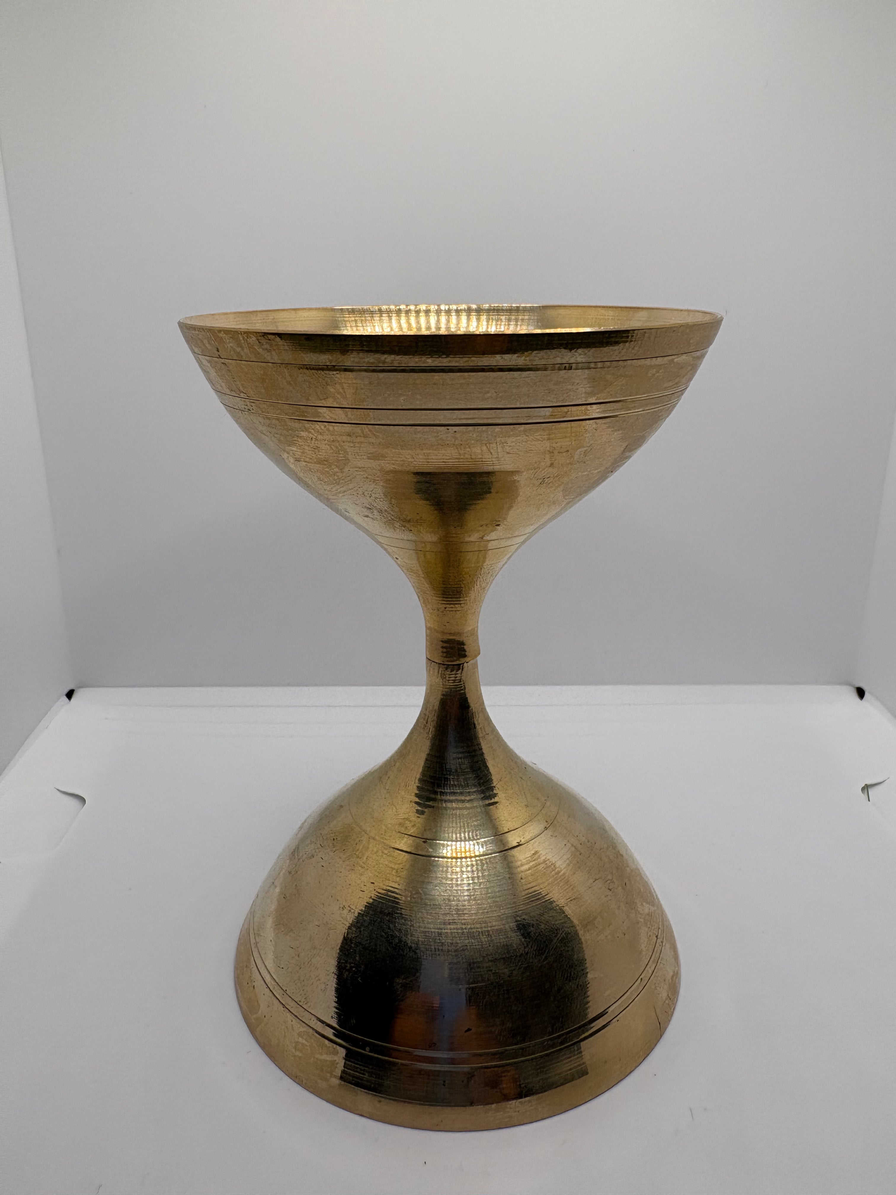 Brass (Petal) Akhand Jot Diya Damru | Traditional Brass Diya with Damru Base for Eternal Flame