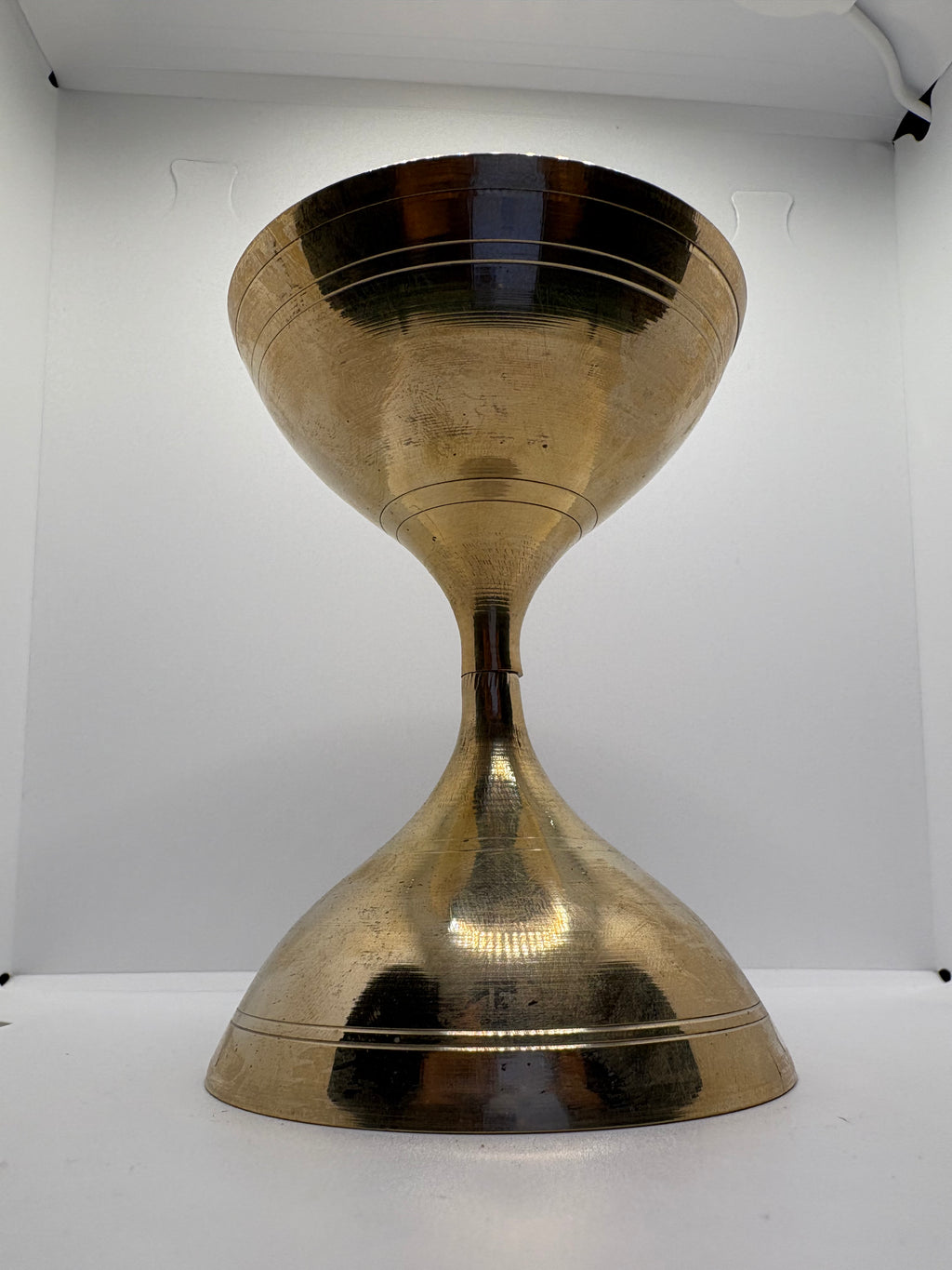 Brass (Petal) Akhand Jot Diya Damru | Traditional Brass Diya with Damru Base for Eternal Flame