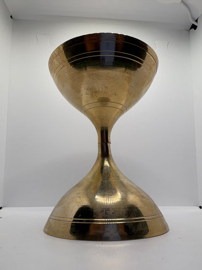Brass (Petal) Akhand Jot Diya Damru | Traditional Brass Diya with Damru Base for Eternal Flame