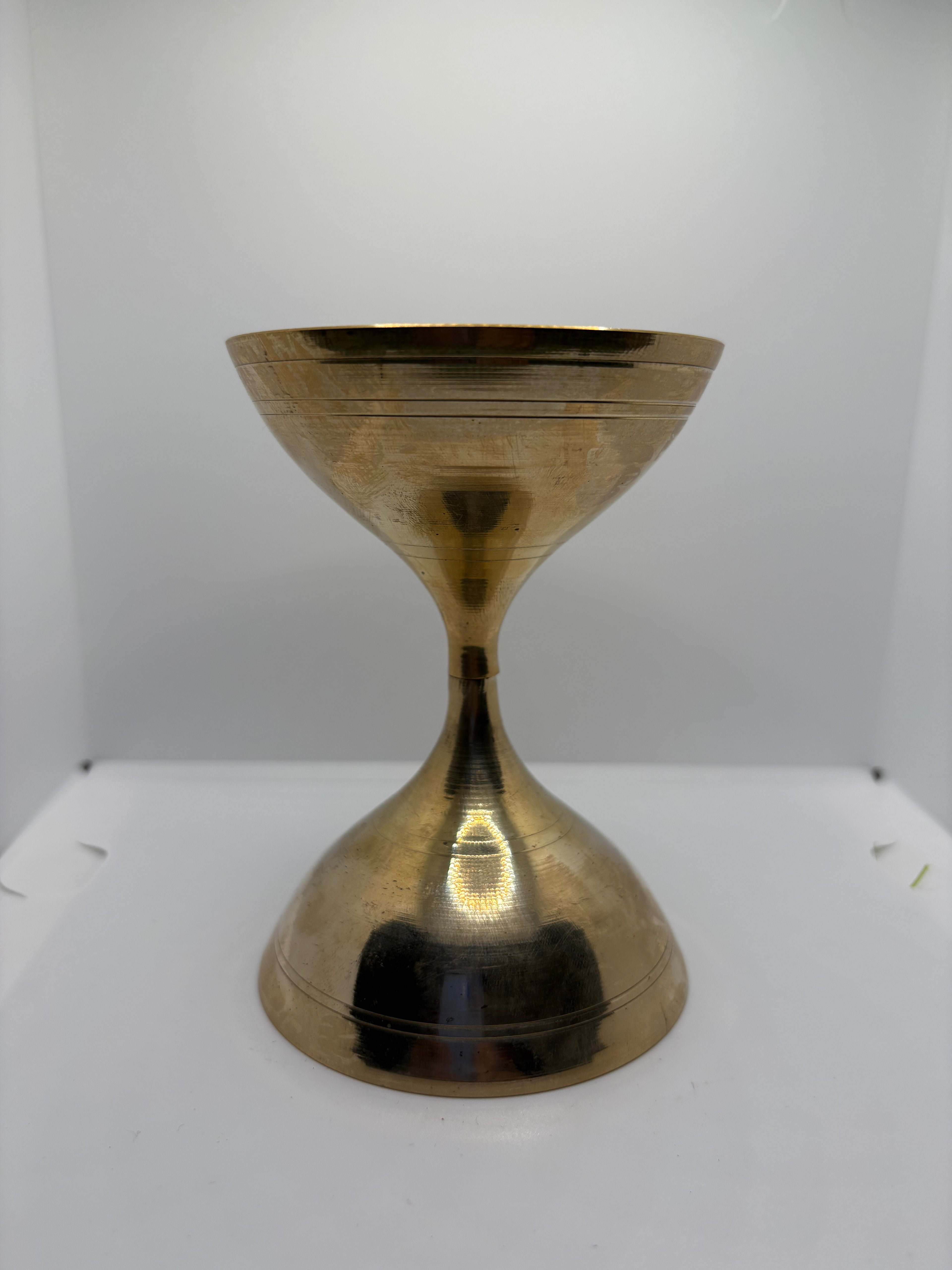 Brass (Petal) Akhand Jot Diya Damru | Traditional Brass Diya with Damru Base for Eternal Flame