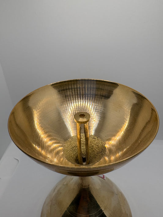 Brass (Petal) Akhand Jot Diya Damru | Traditional Brass Diya with Damru Base for Eternal Flame