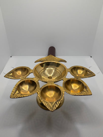 Panch Arti Diya - Brass (Petal)