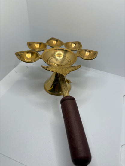 Panch Arti Diya - Brass (Petal)