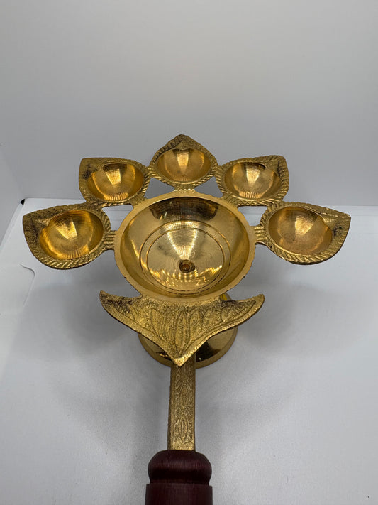 Panch Arti Diya - Brass (Petal)