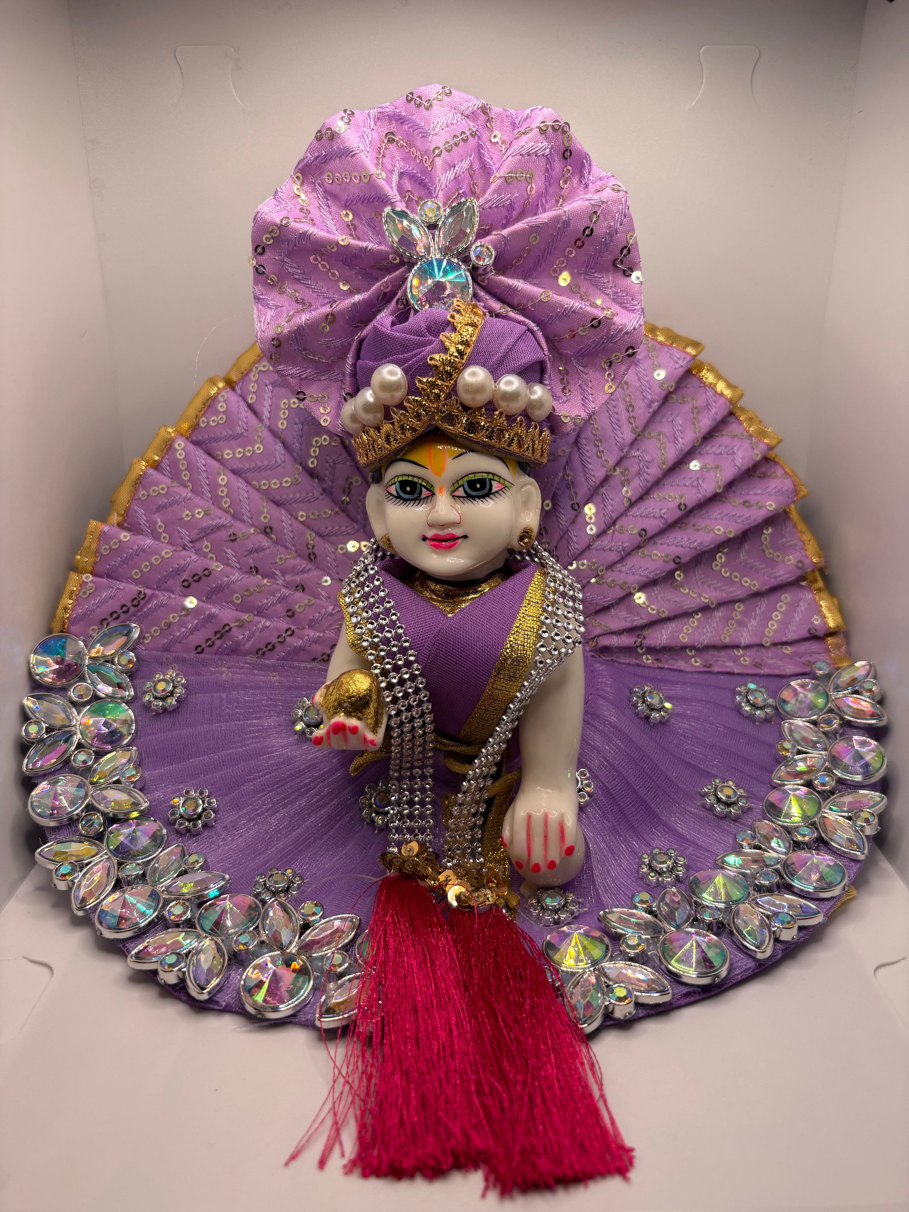 Purple Heavy Dress for Ladoo Gopal Ji | Royal Embroidered Vastra for Bal Gopal