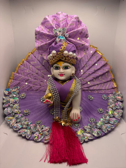 Purple Heavy Dress for Ladoo Gopal Ji | Royal Embroidered Vastra for Bal Gopal