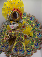 Yellow Heavy Dress for Ladoo Gopal Ji | Premium Vastra for Bal Gopal with Embroidery & Stone Work