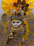 Yellow Heavy Embroidery Dress for Ladoo Gopal Ji | Designer Vastra for Bal Gopal Idol